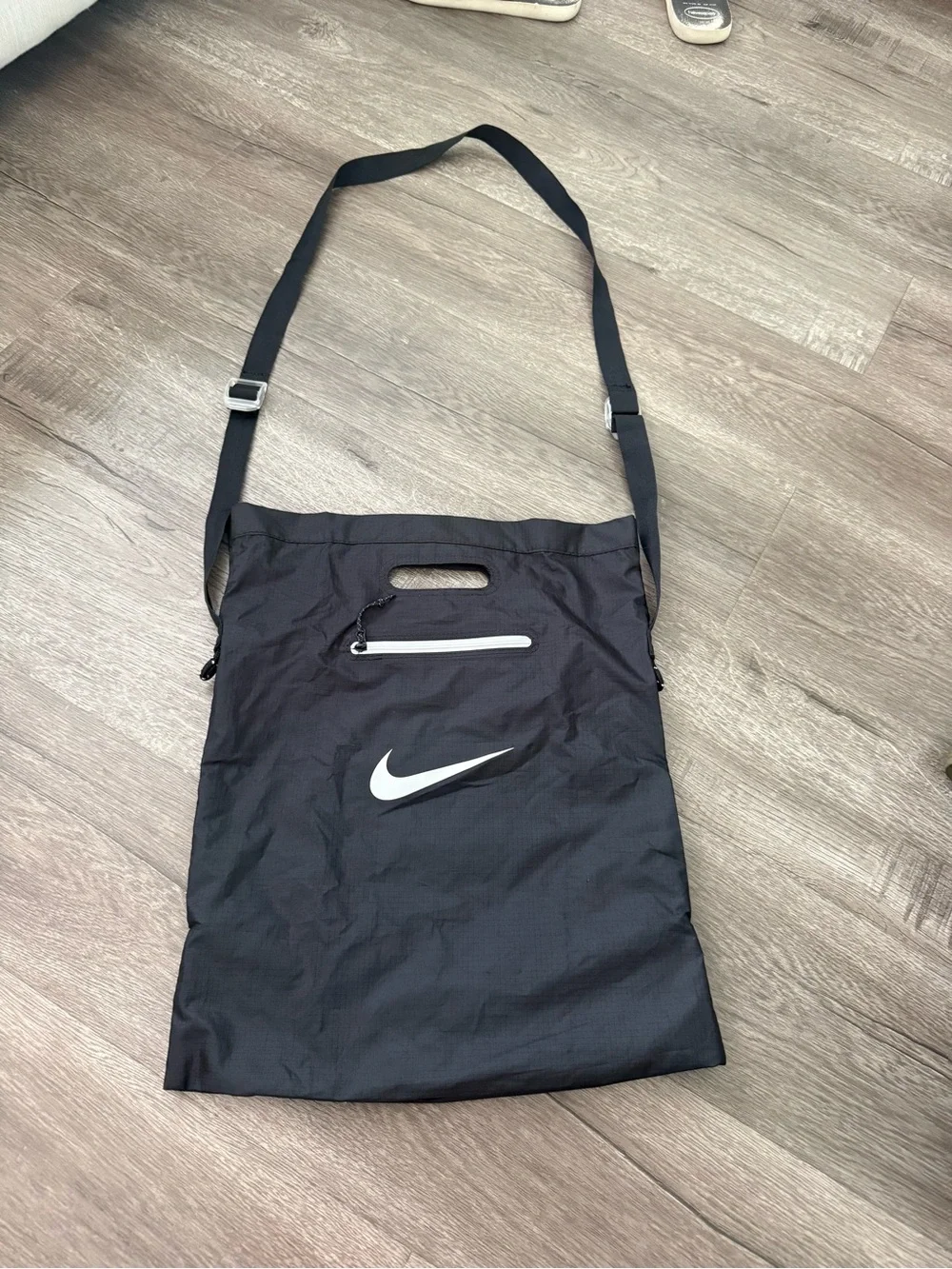 Nike Black Messenger Bag with White Swoosh